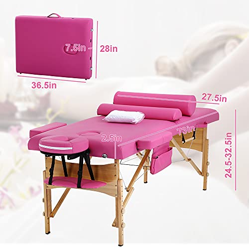 Dkeli Massage Table Portable Spa Bed Foldable 73 Inch Height Adjustable Massa...