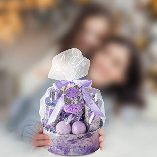 Relaxing Bath Gift Set for Women - Lavender and Rosemary Aromatherapy Basket ...