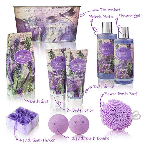 Relaxing Bath Gift Set for Women - Lavender and Rosemary Aromatherapy Basket ...