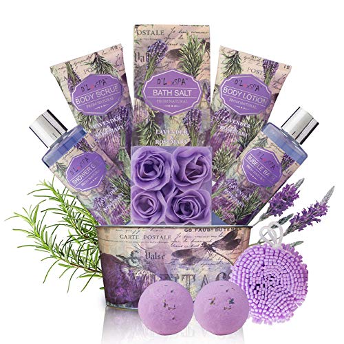 Relaxing Bath Gift Set for Women - Lavender and Rosemary Aromatherapy Basket ...