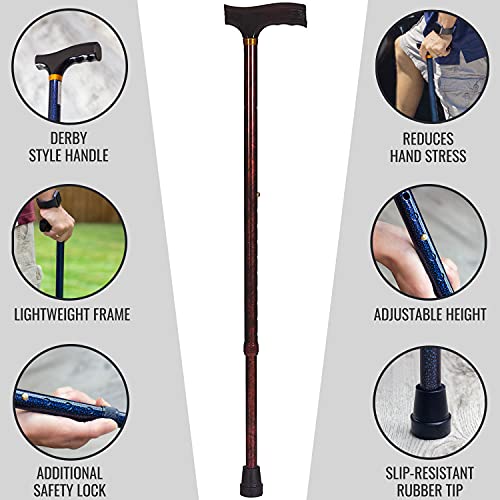 DMI Briggs Healthcare Lightweight Aluminum Adjustable Walking Cane with Derby...