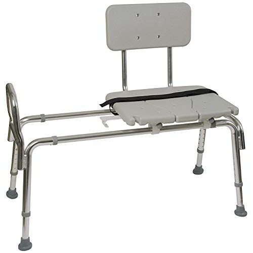 DMI Tub Transfer Bench and Shower Chair with Non Slip Aluminum Body, Adjustab...