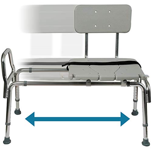 DMI Tub Transfer Bench and Shower Chair with Non Slip Aluminum Body, Adjustab...