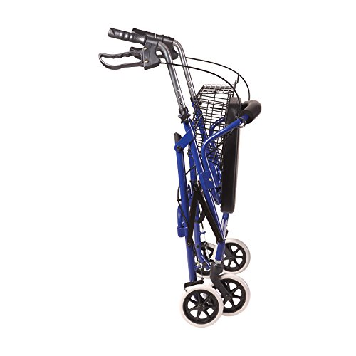 DMI Ultra Lightweight Folding Aluminum Hemi Rollator with Padded Seat, Basket...
