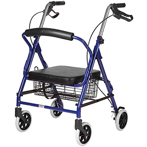 DMI Ultra Lightweight Folding Aluminum Hemi Rollator with Padded Seat, Basket...