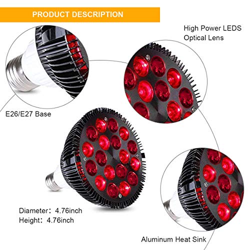 Red Light Therapy Lamp-54W 18 LED Infrared Light Therapy Device with Adjustab...