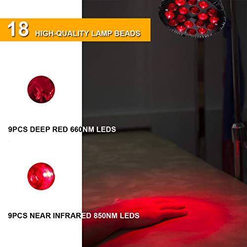 Red Light Therapy Lamp-54W 18 LED Infrared Light Therapy Device with Adjustab...