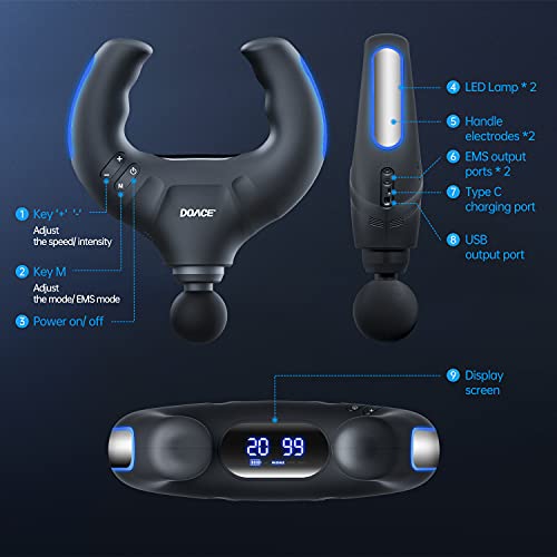 Massage Gun Deep Tissue with EMS, 20 Speed Percussion Muscle Massager Gun and...