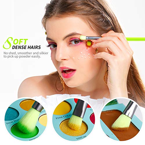 Docolor Eyeshadow Brush Set 15Pcs Neon Green Eye Makeup Brushes Professional ...