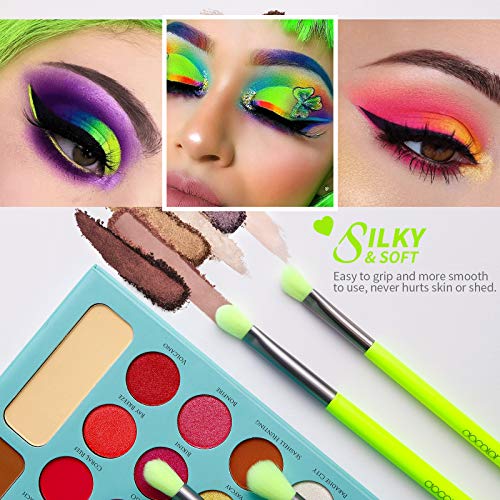 Docolor Eyeshadow Brush Set 15Pcs Neon Green Eye Makeup Brushes Professional ...
