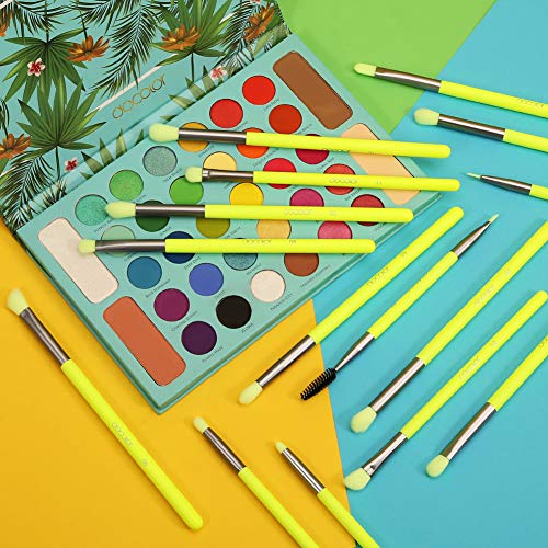 Docolor Eyeshadow Brush Set 15Pcs Neon Green Eye Makeup Brushes Professional ...