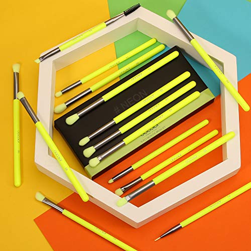 Docolor Eyeshadow Brush Set 15Pcs Neon Green Eye Makeup Brushes Professional ...