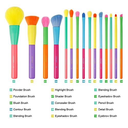 Docolor Makeup Brushes 15 Pcs Colourful Makeup Brush Set Premium Christmas Gi...