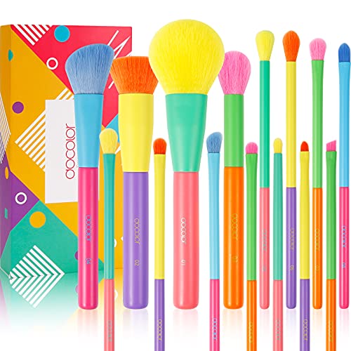 Docolor Makeup Brushes 15 Pcs Colourful Makeup Brush Set Premium Christmas Gi...