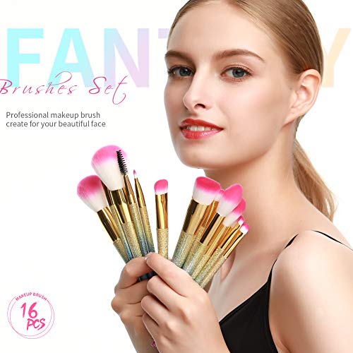 Docolor Makeup Brushes 16Pcs Fantasy Makeup Brushes Set Christmas Gift Profes...