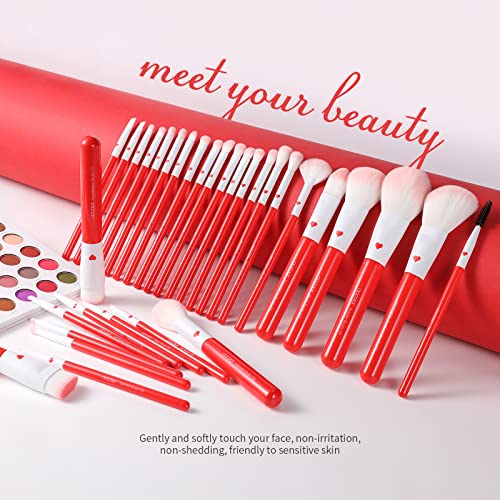 Docolor Makeup Brushes 32 Piece Period Red Professional Makeup Brush Set Prem...