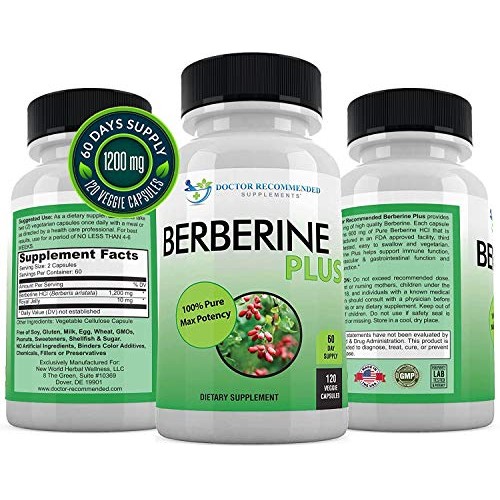 Berberine Plus 1200mg Per Serving - 120 Veggie Capsules Royal Jelly, Supports...