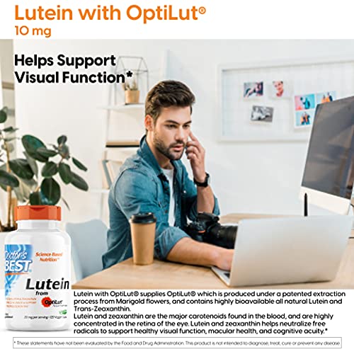 Doctor's Best Lutein with OptiLut Non-GMO, Vegan, Gluten Free, Soy Free, Eye ...
