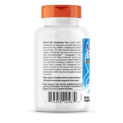 Doctor's Best Respiratory Care with Andrographis Leaf Extract, Supports Immun...