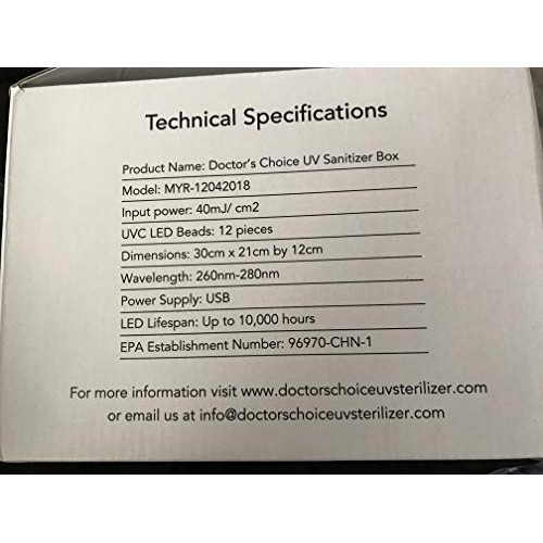 Doctor’s Choice UV Sanitizer Box. Personal UV Sterilizer Box. Extra Large UV ...