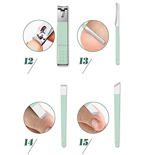 DOEKGE 16pcs Manicure Kit, Nail Clippers Set with Folding Bag, Stainless Stee...