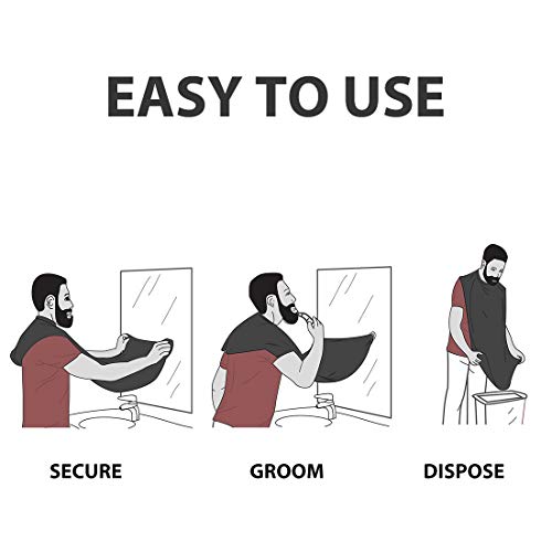 Beard Bib Apron, Beard Hair Clippings Catcher for Shaving and Trimming, Groom...