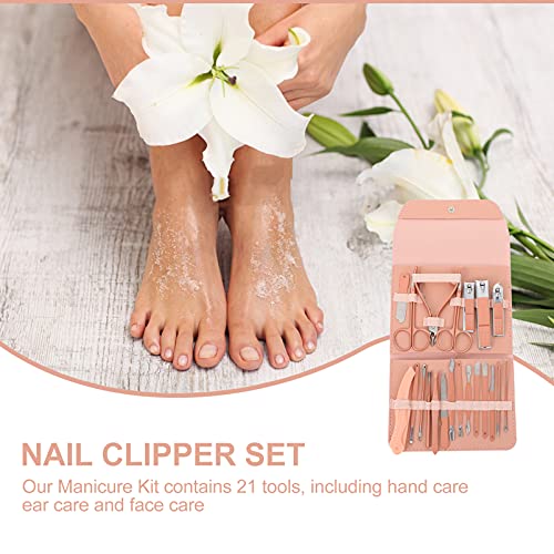 DOITOOL 1 Set/ 21pcs Nail Manicure Tool Set Stainless Steel Nail Files Cuticl...