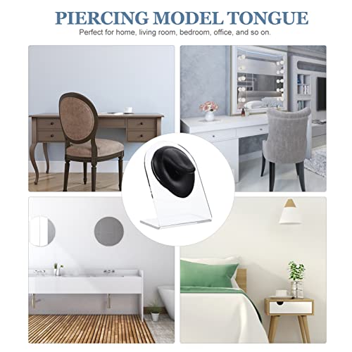 DOITOOL Silicone Tongue Model for Piercing Practice with Stand Body Part Disp...
