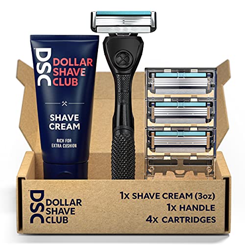 Dollar Shave Club 4-Blade Razor Starter Set, 1 Handle, 4x4-blade Cartridges, ...