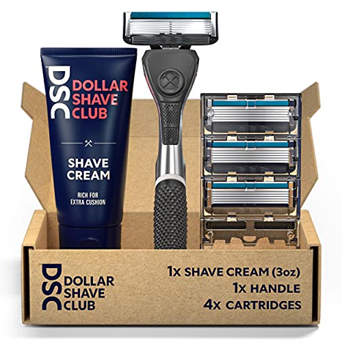 Dollar Shave Club 6-Blade Razor Starter Set, 1 Handle, 4x6-Blade Cartridges, ...
