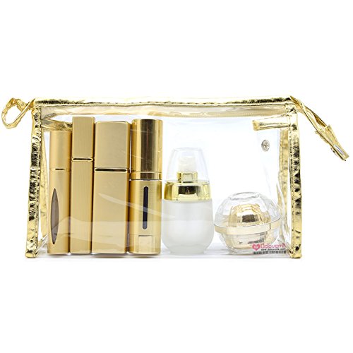 Dolovemk Luxury Metallic Travel Refillable Makeup Empty Bottles Set, Perfume ...