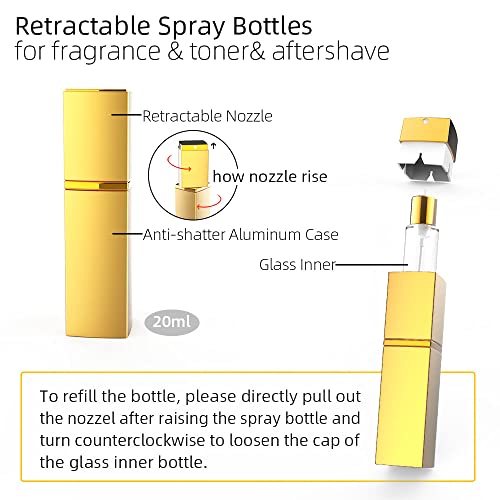 Dolovemk Luxury Metallic Travel Refillable Makeup Empty Bottles Set, Perfume ...