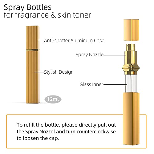 Dolovemk Luxury Metallic Travel Refillable Makeup Empty Bottles Set, Perfume ...