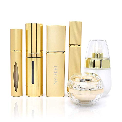 Dolovemk Luxury Metallic Travel Refillable Makeup Empty Bottles Set, Perfume ...