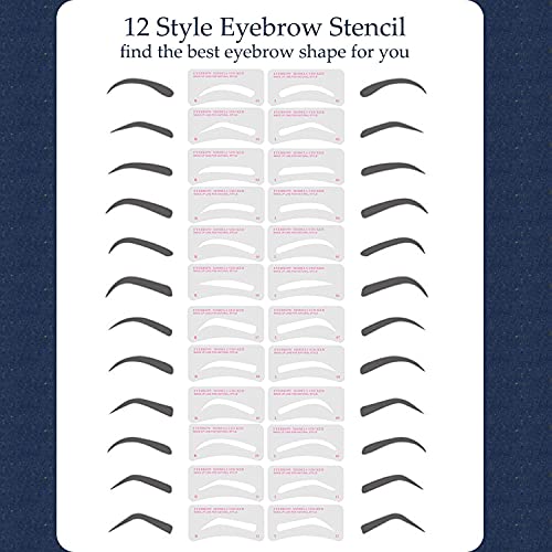 Eyebrow Stencil, 12 Eyebrow Shaper Kit, Reusable Eyebrow Template, 3 Minutes ...
