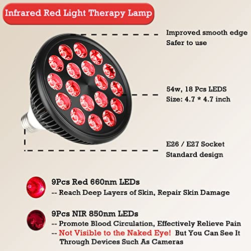 Infrared Red Light Therapy Lamp for Face Body Device with Stand, 38"-79" Heig...