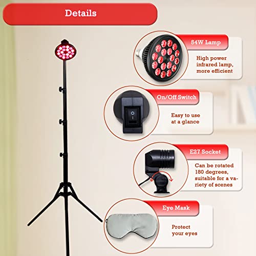 Infrared Red Light Therapy Lamp for Face Body Device with Stand, 38"-79" Heig...