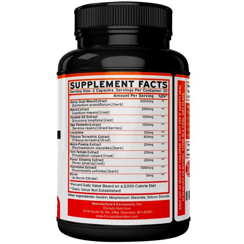 Horny Goat Weed for Men and Women - [1590mg Maximum Strength] - Maca Root, Gi...