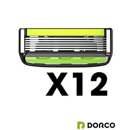 DORCO Pace 6 Pro - Six Blade Razor System with Trimmer - 12 Pack Refill (No H...