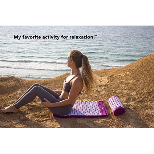 Acupressure Mat and Pillow Massage Set - by DoSensePro + Gel Pack. Acupressur...