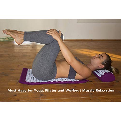 Acupressure Mat and Pillow Massage Set - by DoSensePro + Gel Pack. Acupressur...