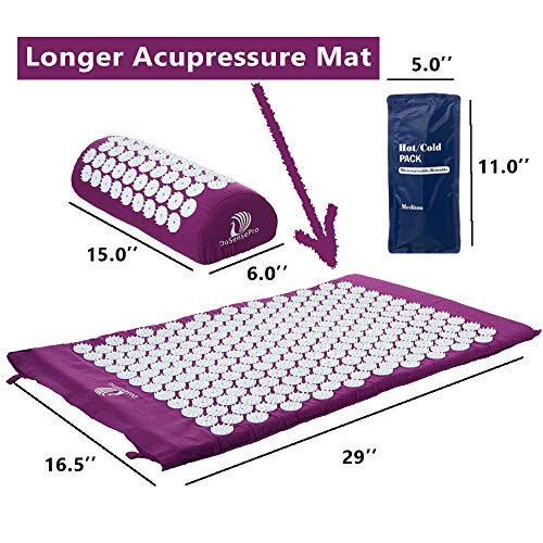 Acupressure Mat and Pillow Massage Set - by DoSensePro + Gel Pack. Acupressur...