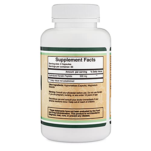 Keratin Hair Growth Vitamin (500mg per Serving, 120 Pills) Keratin Hair Treat...