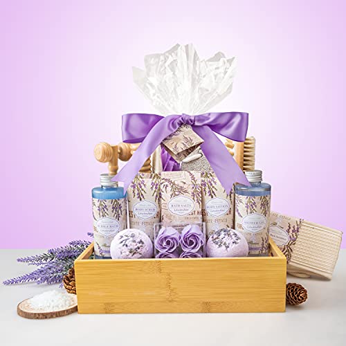 Luxury Spa Gift Baskets for Women in Lavender Essential, Christmas Birthday G...