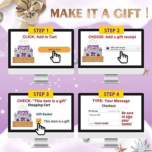 Luxury Spa Gift Baskets for Women in Lavender Essential, Christmas Birthday G...