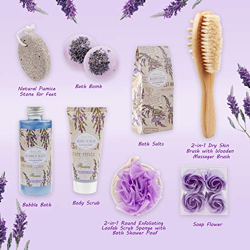 Luxury Spa Gift Baskets for Women in Lavender Essential, Christmas Birthday G...