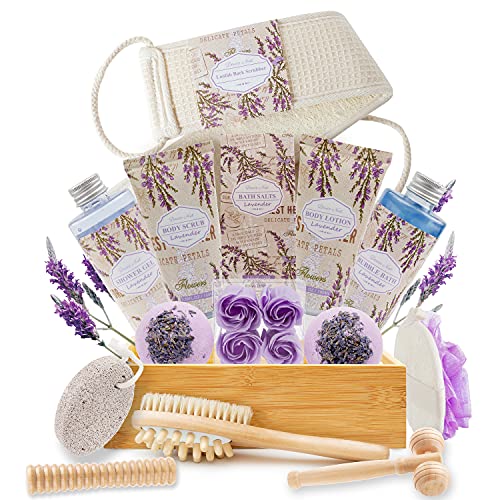 Luxury Spa Gift Baskets for Women in Lavender Essential, Christmas Birthday G...