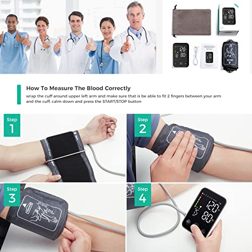 DOUHAO Blood Pressure Monitor Automatic Upper Arm BP Cuff Machine with LED Ba...