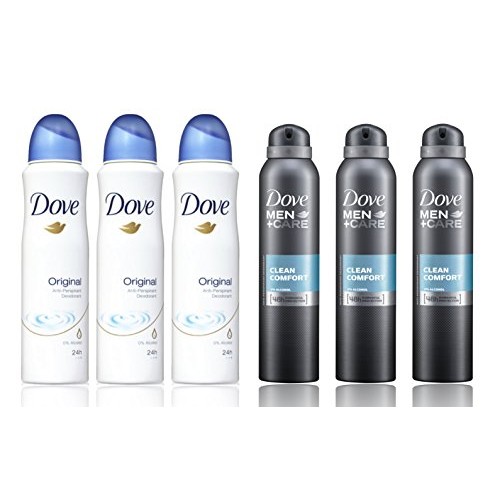 3 Bottles Dove Anti-Perspirant Deodorant Original & 3 Bottles Dove Men + Care...