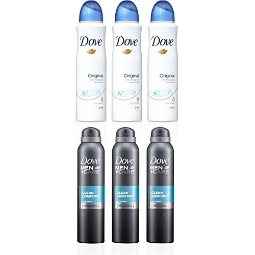 3 Bottles Dove Anti-Perspirant Deodorant Original & 3 Bottles Dove Men + Care...